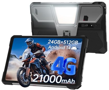 8849 Tank Pad E Android 14 4G Outdoor Tablet mit 21.000 mAh Großer Akku | 10.95’’ Großes Display, Built-in 100-LM-Projektor, IP68 Wasserdicht Staubdicht, 512GB Rugged Robustes Tablet Mit Ständer OTG