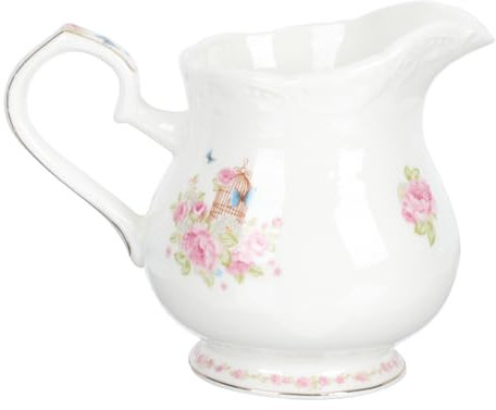 ELAYARD Crémier En Céramique Peint à La Main 180cc, Pot à Lait Café, Finition Dorée, Poignée Isolante, Pour Maison Et Restaurant, Récipient à Lait Pratique