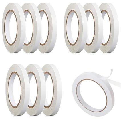 DtgEcd 10 Rolls Double Sided Sticky, Double Sided Tape, Double Tape, Multipurpose Double Sided Tape Sticky Tape For Crafting Perfect For Crafting, Quilting, Sewing, Arts & Crafts, And More