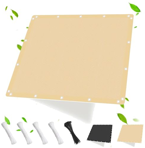 HaiTaoSy Sonnensegel mit ösen Rechteckig 3x6m, wasserdurchlässig & winddurchlässig, HDPE Gewebe, Sonnenschutz für Terrasse, Garten, Balkon, Camping, inkl Seile & Kabelbinder, Sandbeige