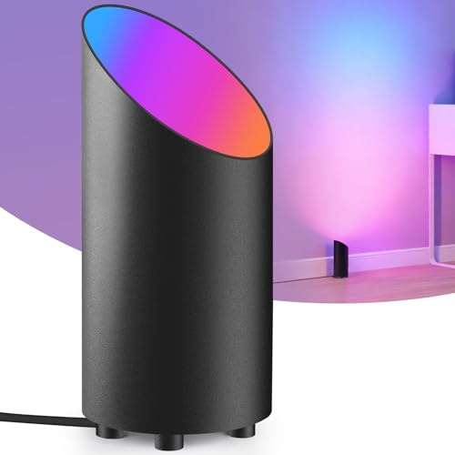 GeyouLux 5W RGBW LED Uplight, Dimmerabile, Lampada da Terra per Interni con 16 Milioni Di Colori, con Telecomando, Controllo Tramite App, Timer, Modalità Soggiorno/Camera da Letto/Giochi/Musica, Nero