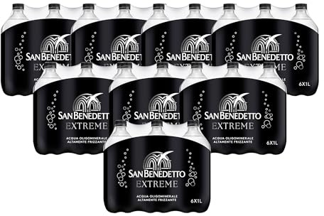 San Benedetto Extreme, Acqua Oligominerale Altamente Frizzante, Confezione da 48x1L, Bolle Extreme per un'acqua minerale dalla frizzantezza decisa, Bottiglia PET