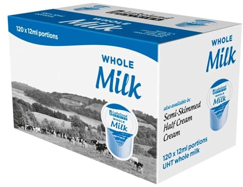 Lakeland Full Fat Milk Pots Pack of 120 x 12ml (Whole Milk) Suitable for Various Settings Single-Serve for Tea & Coffee