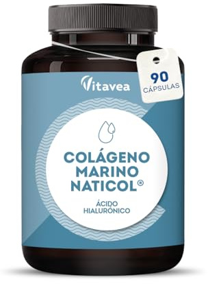 Colágeno Marino Naticol® 800 mg con Ácido Hialurónico y Vitamina C – Piel, Huesos y Cartílagos – Colágeno Patentado – 90 Cápsulas (Tratamiento 1 Mes) – Vitavea