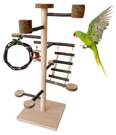 Fågellekplats i Trä | Trä Fågelleksaker,Lovebird Tränings Och Lek Sittpinne,För Hemmets Undulater, Parakit och Sångfåglar