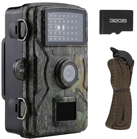 16MP Wildlife Trail Camera 1080P HD Hunting Game Cam with 32GB SD Card 940nm No Glow Night Vision IP66 Waterproof Outdoor Motion Activated Security Camera with 2 Inch LCD Screen