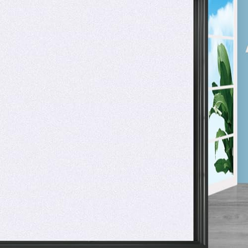 Fensterfolie Sichtschutzfolie Fenster Selbstklebend Milchglasfolie Sichtschutz 85 x 180 cm Ohne Kleber Dekorfolie Gute Privatsphäre Schutz für Wohnzimmer Küche Büro, weiß matt