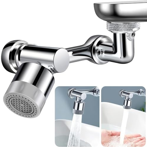 Prolunga Rubinetto Cucina BENESSERE In Linea® - Rubinetto rotante 1080 gradi – Aeratore Rubinetto Snodabile per Lavandino - Attacco per Rubinetto Girevole 2 mod. Spruzzo - Plastica ABS + Acciaio INOX