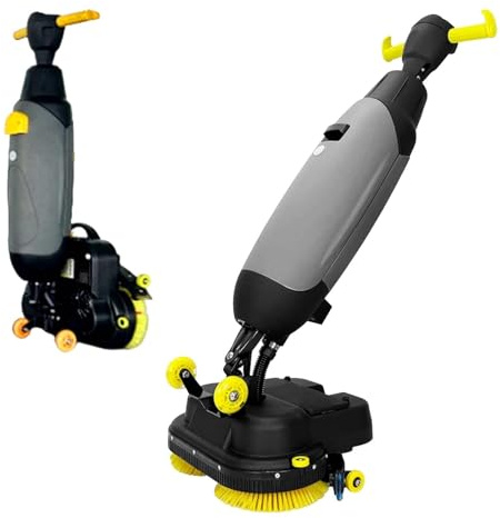 zhenmaster Commercial Maintenance Equipment Walk-Behind Scrubber 360 Rotating Floor Buffer and Scrubber Dryer Combo with 13000 Sqft/H Coverage for Municipal Building and Government Facility Care(Gray)
