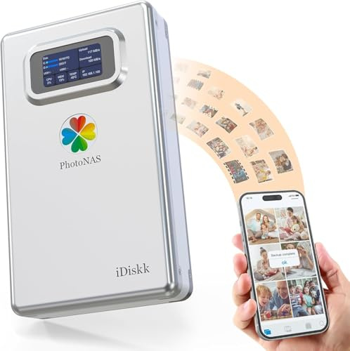 iDiskk 2TB Family & Personal NAS Photo Storage iPhone External Hard Drive to Back Up and Share Photos & Videos Real-time Sync Data for iPhone,iPad,PC,Mac,Android Phones