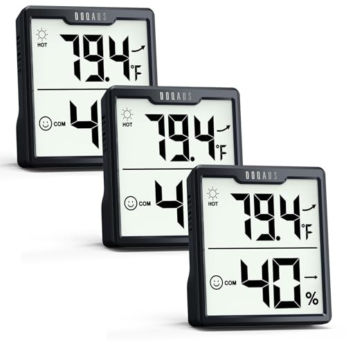 DOQAUS Termómetro digital de 3 piezas para interiores, medidor de humedad con monitor preciso de temperatura y humedad para casa, habitación de bebé, invernadero, incubadora, batería incluida