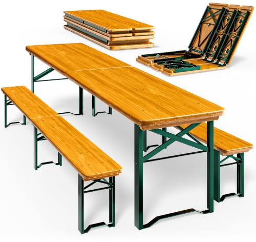 Casaria® 2er Set Bierzeltgarnitur 220cm je 10 Personen hohe Belastbarkeit Massiv Holz klappbar Festzeltgarnitur 2 Bierbänke Biertisch Party Garten