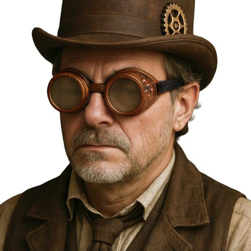 FIESTAS GUIRCA-Brille Steampunk, Schwarz/Bronze, Einheitsgröße, 17280