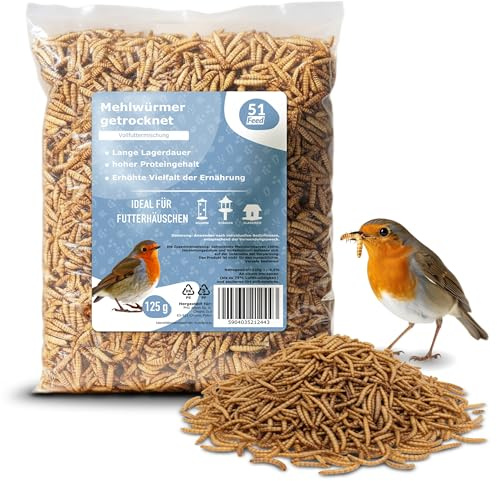ARPON Mehlwürmer getrocknet | Insektensnack Vögel | Premium qualitäts Futter für Fische, Schildkröten, Igel, Nager| Vogelfutter Wildvögel | Futter