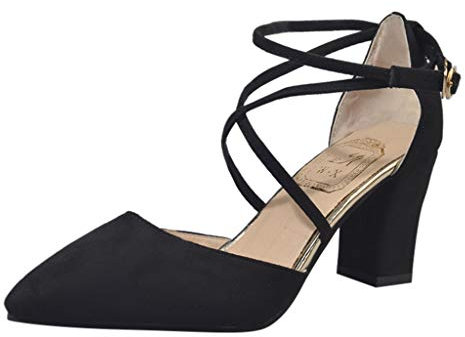 Chaussures à Bout Pointu Talons Hauts Carrés,Overdose Sexy Sandales Femme Escarpins High Heels (38, Noir)