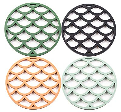 Silicone Trivet Mats, Hot Pot Holder Heat Resistant and Non-Slip Hot Pads for Kitchen (4 Pieces)