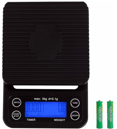 INF Digitala köksvågar, kaffevågar, digitala vågar, 3 kg, hög precision (0,1 g), LCD-display, svart