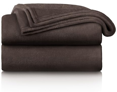 Blumtal Kuscheldecke flauschig - Oeko-TEX zertifizierte Fleecedecke 130x150 cm - Wohndecke 130x150 cm - Decke Couch als Wohn- & Kuscheldecke - Wohndecke Kuscheldecke Dunkelbraun