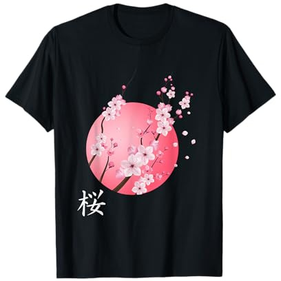 Cherry Blossom Kanji Sakura Alba, fiori di ciliegio giapponese Maglietta