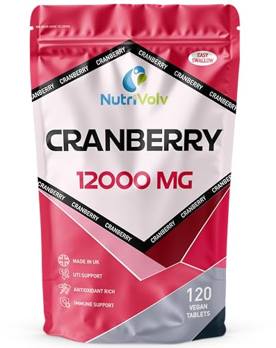 Cranberry 12,000mg Tablets — 120 Tablets Non-Alcoholic & Gluten-Free Antioxidant Syrup — Fights Urinary Tract Infections & Strengthens Your Immunity — Naturally Extracted Pure Cranberries