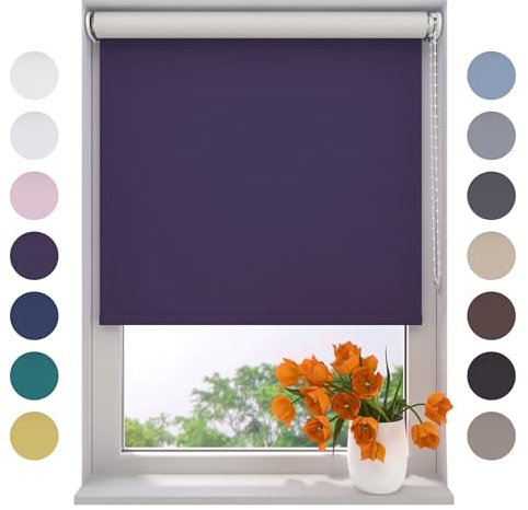 Radeco® Verdunkelungsrollo 60 x 190 cm lila, Größen von 40 bis 240 Breite, ohne Bohren möglich, Rollo wandmontage, Rollo 60 cm breit, Fenster rollos für innen, rollos für Fenster