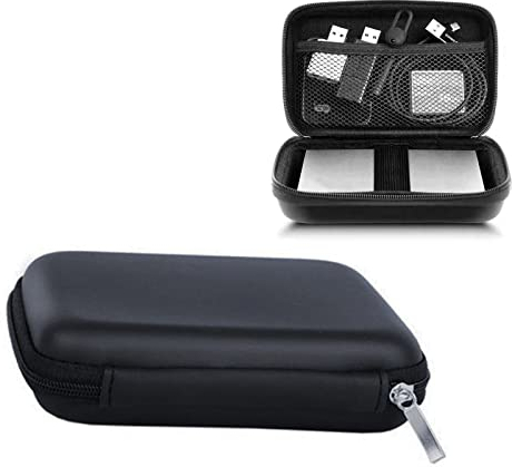SHULLIN In-Ear Kopfhörer Tasche 14 x 10 x 4cm - Navi Hülle Hart Eva Reißverschluss Case Mit 1 Innenfach für 2.5 Zoll MP3 Player, USB Kabel, Schlüssel, Karte (Schwarz)