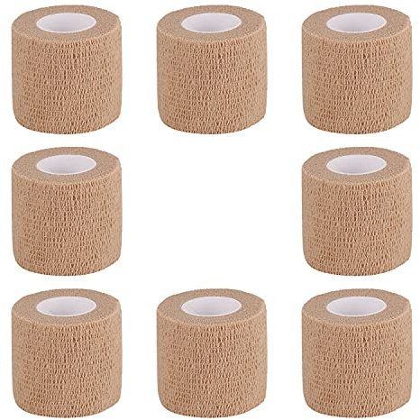 Cohesive Bandage 5cm x 4.5m Self Adhesive Bandage Wrap Breathable Bandage Wrap Athletic Elastic Self Adherent Wrap for Sports Injury,Wrist, Knee, Ankle Sprains and Swelling (8 Pack Beige)