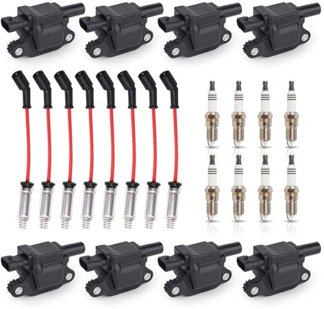 ENA 8 Pack UF413 Ignition Coil 41962 Spark Plug and 48322R Wires Set for 5.3 6.0 6.2 Compatible with Buick Cadillac Chevrolet GMC Hummer Escalade Express Savana 2500 5.3L 6.2L 6.0L 4.8L for 12570616