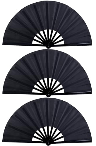 JOHOUSE 3 PCS Large Hand Fan Foldable, 13 Inch Rave Fans Folding Fan