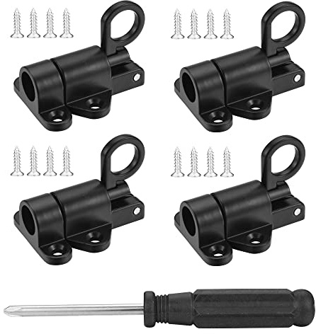 Lpraer 4pcs Spring Riegelschloss klein Türriegel Automatische Verriegelung Torriegel Federverriegelung mit Schrauben und Schraubendreher für Fenster Holztüren Schranktüren Gartentüren, Schwarz