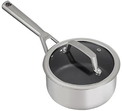 Ninja ZEROSTICK Stainless Steel Cookware 16cm Saucepan, Long Lasting, Non-Stick, Induction Compatible, Saucepan, Oven Safe to 260°C, Cast Stainless Steel Handle C60216UK