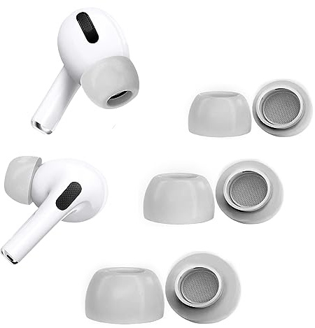 Ersatz-Ohrstöpsel für Airpods Pro mit Loch zur Geräuschreduzierung, Durable 3 Pairs Soft Memory Foma Ear Tips for AirPods Pro Suitable for the Charging (S/M/L, Grau)