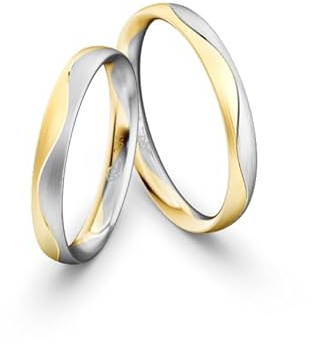 JC Trauringe | Paarringe | Traumhafte Eheringe 3 mm breit I 333 Gold Mattiert I Verlobungsringe Partnerringe Bicolor mit Gravur in edler Schatulle I 2 Hochzeitsringe | Ringe ohne Stein I NT06