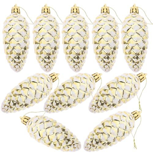 Gadpiparty Décorations De Noël À Suspendre en Forme De Pomme De Pin - 10 Pièces - Ornements Suspendus en Forme De Pomme De Pin À Paillettes - Boules Décoratives Incassables pour Maison dans