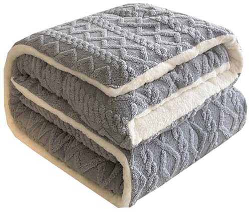 Dicke Bettdecke,Winter Steppdecke Dicker Lamm-Kaschmir,Kern Aus Lammsamt, Plüsch Winterdecke，Bettdecke,Bettdecke Winter Dicker Lamm-Kaschmir Decke (220x240CM(5kg),Grau)