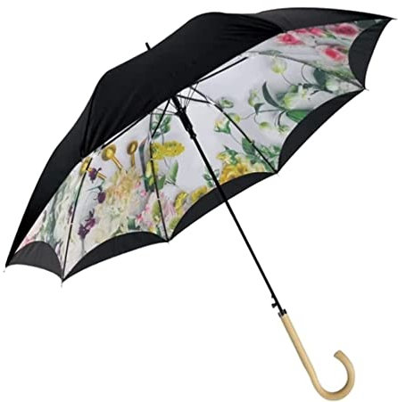 DEEDAV Golfschirme Golf-Regenschirm Mit Blumenmuster Und Holzgriff, Extra Großer, Strapazierfähiger, Automatischer, Offener Regenschirm Familien Regenschirm