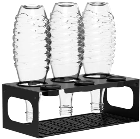 Gentpovth Geschirr Abtropfständer mit Silikon Abtropfschale, für 3er SodaStream oder gängige Wasserflaschen, Einfache Installation mit Silikonschutzringe Herausnehmbare Abtropfgestell Geschirr