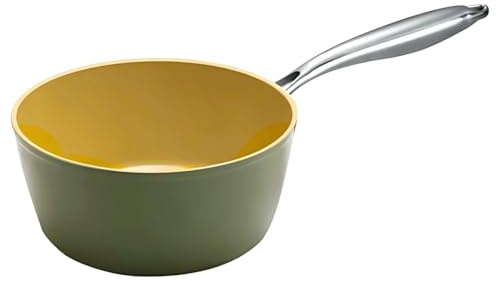 AMERCOOK - Casserole AmVegan Chef 20cm - Revêtement Céramique Antiadhésif à l'Huile d'Olive - 100% Vegan - Induction, Four & Air Fryer - Testé en Cuisine Professionnelle - Vert Olive