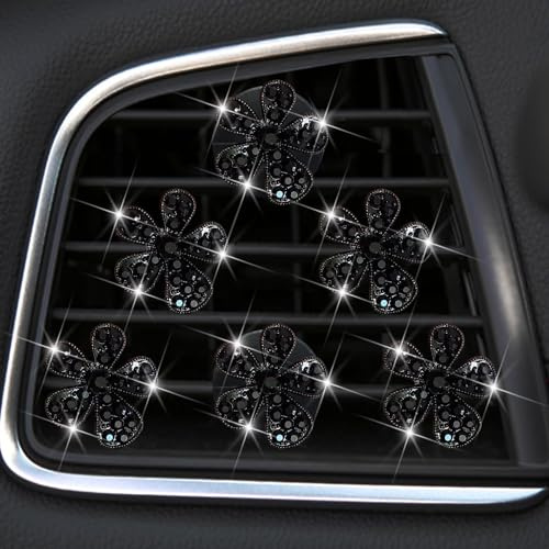 6 Stück Daisy Air Vent Clips, Nette Blume Auto Klimaanlage Outlet Clip, Auto Air Freshener Clip, Charm Auto Inter Decor Zubehör für Frauen Autozubehör (schwarz)