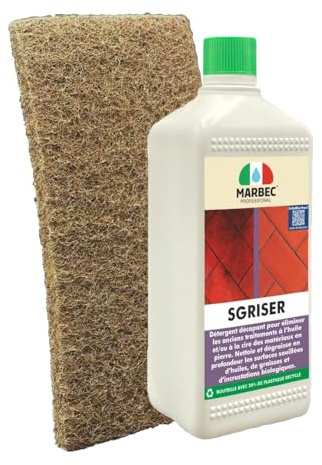 MARBEC SGRISER 1LT + TAMPON MARRON Détergent décapant fort pour matériaux pierreux