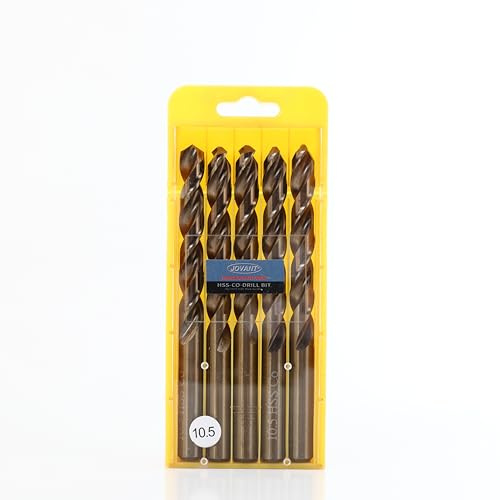 Brocas de cobalto de 13/32 pulgadas (10,5 mm), acero M35- HSS de alta velocidad para taladro/destornillador, brocas de acero inoxidable resistente, 5 unidades