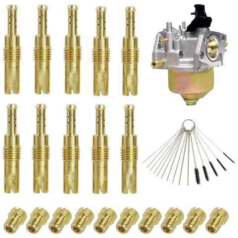 20 Pezzi Kit Getti Carburatore Getti Principali 100 105 108 110 115 120 125 130 135 140 e getti pilota lento 32 35 38 40 42 45 48 50 52 55 PWM con Spazzole di Pulizia per PWK Keihin OKO CVK KOSO PE