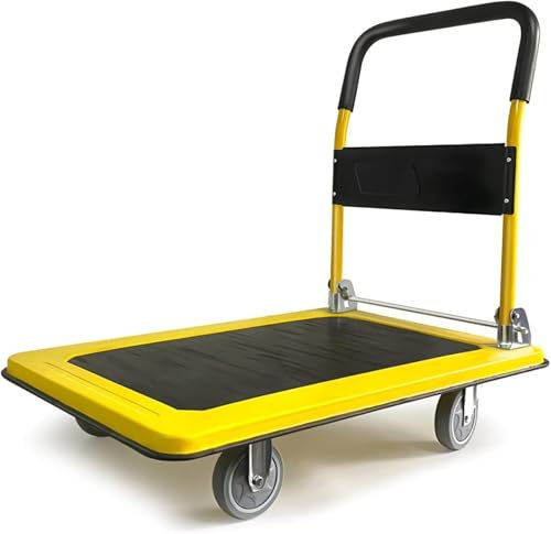 MYVVKIA Plattform-Sackkarre, Stahl-Plattformkarre, Kleiner, zusammenklappbarer Handwagen mit Schwenkrädern für Buchhandlungen, Restaurants, Umzugswagen, 200 kg Tragkraft, Schieb