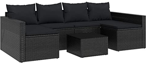 Willood Gartenmöbel Set 2 TLG. Garten Lounge Set mit Kissen Sitzgruppe für Garten Terrasse Schwarz Poly Rattan