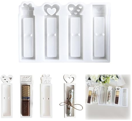 YELYTR Silikonform Ostern Geldgeschenk, 4 Stück Valentinstag Pralinenschachtel Gießformen Silikon, Gipsformen zum Gießen, Für DIY Seife Kerzen Ostergeschenke Geld Pralinenschachtel（Liebesgeschenk）