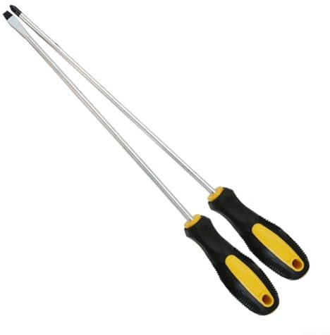 ZWEquipint Cacciavite magnetico a croce, con manico in gomma resistente, in lega di acciaio al cromo vanadio, punte a croce e scanalate, cacciavite extra lungo (set da 2 pezzi)