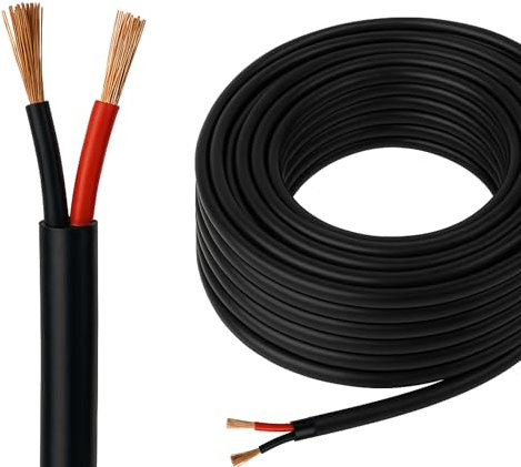 Automotive Round Twin 2 Core Cable 12V/24V Thin Wall Wire for Auto Boat 14A, 0.75mm² (10M Coil)