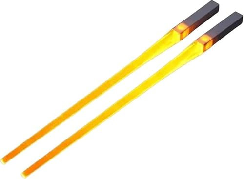 1 Paar Lichtschwert-Essstäbchen, LED-Beleuchtung, Sushi-Essstäbchen, wiederverwendbares Geschirr, für Abendessen, Party (orange)