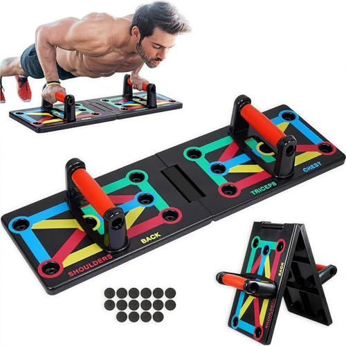 12 in 1 Faltbare Liegestütze Brett mit Handgriff, Multifunktions-Liegestützbrett, Push Up Board, Fitnessgeräte Equipment, Muskeltraining Effektiv Formen Liegestützbrett für Männer und Fraue