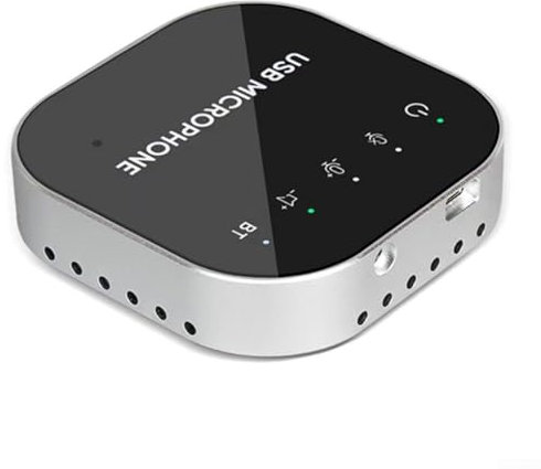 MeevrgR Microfono e altoparlante omnidirezionale USB per conferenze - Controllo touch, volume a 4 livelli, monitoraggio in tempo reale - Compatibile con PC/Laptop